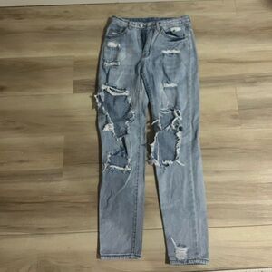 denim blue xs shein ripped jeans